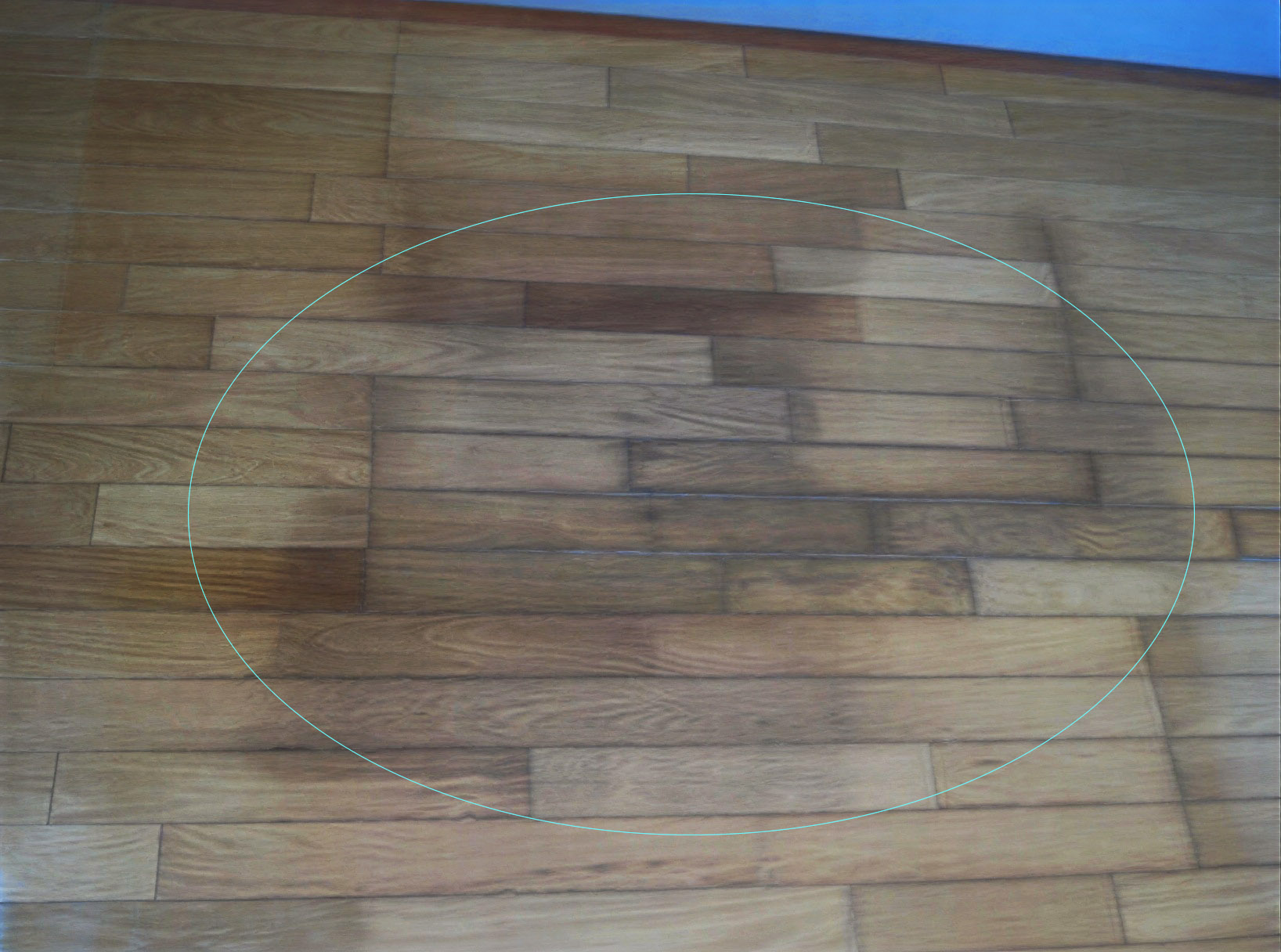 床材の広範囲な退色・変色に対する補修(リペア)